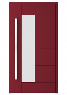 drzwi bordowe, drzwi aluminiowe zewnętrzne, drzwi bordo z pochwytem, drzwi ze szkłem, drzwi wejściowe do domu, drzwi panelowe, drzwi aluprof, drzwi comfort